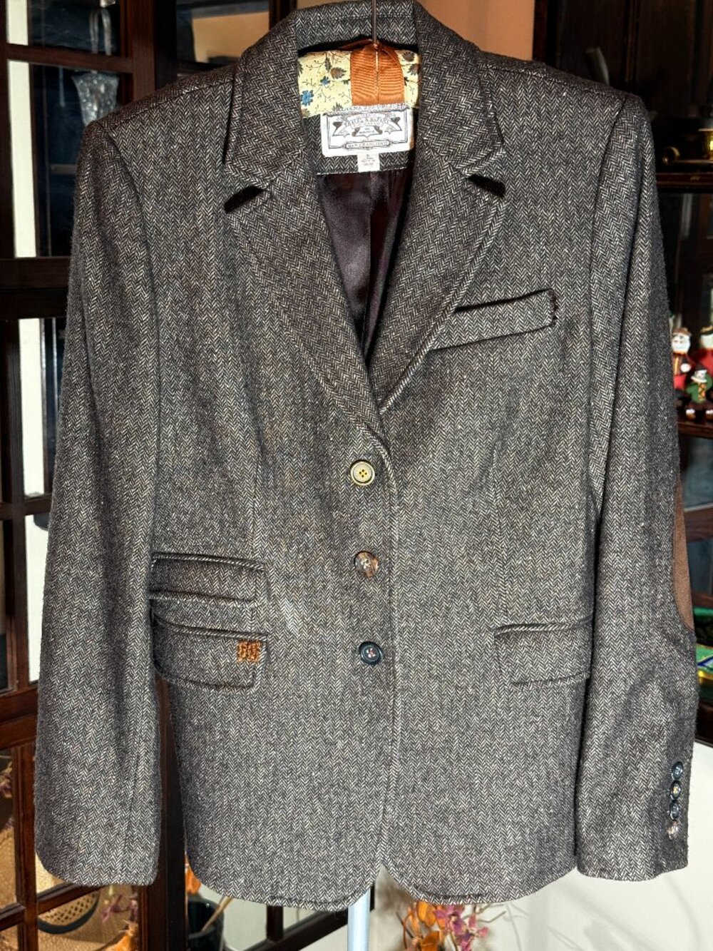 Vintage Banana Republic Authentic Safari & Travel Herringbone Blazer Elbow Patch